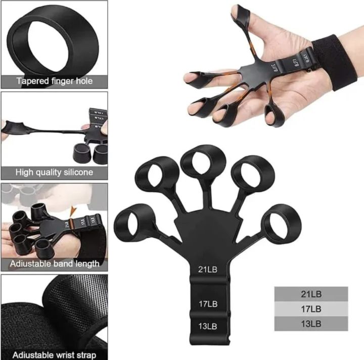 Finger Gripper Finger Exerciser Hand Guitar Finger Exerciser - Hand Gripper - 6 Resistant Levels Recovery Physical Tools Hand Strengthener Home & Gym Finger Gripper - Fully Adjustable(5.8Kg to 9.5Kg) - Hand Exerciser - Exercise Tool - Silicone Made Strong