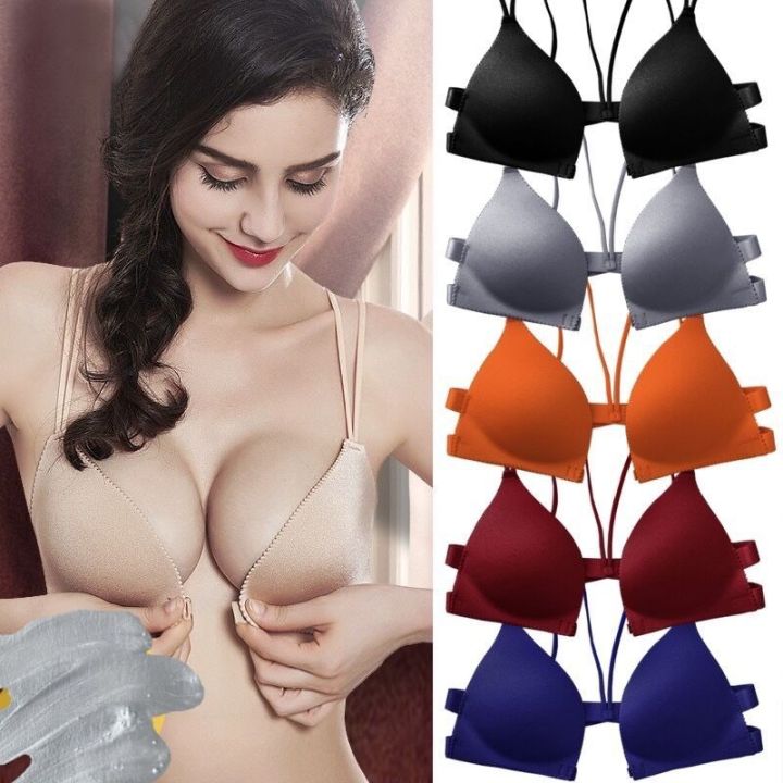 Front Closure Wire Free Women Bra Padded Bralette Push Up Seamless Soft Bra Underwear Bras 3393