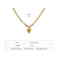 Yhpup Romantic Heart Pendant Necklace for Women High Quality Stainless Steel 18 K Metal Texture Choker Necklace Anniversary. 