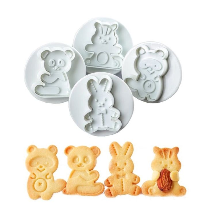 Bear Fondant and Cookie Plunger Cutter 4Pcs Set Plastic