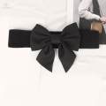 Big Bow Knot Waist Belt Skirts Decorative Waistband Women Elastic Waist Belt Black. 
