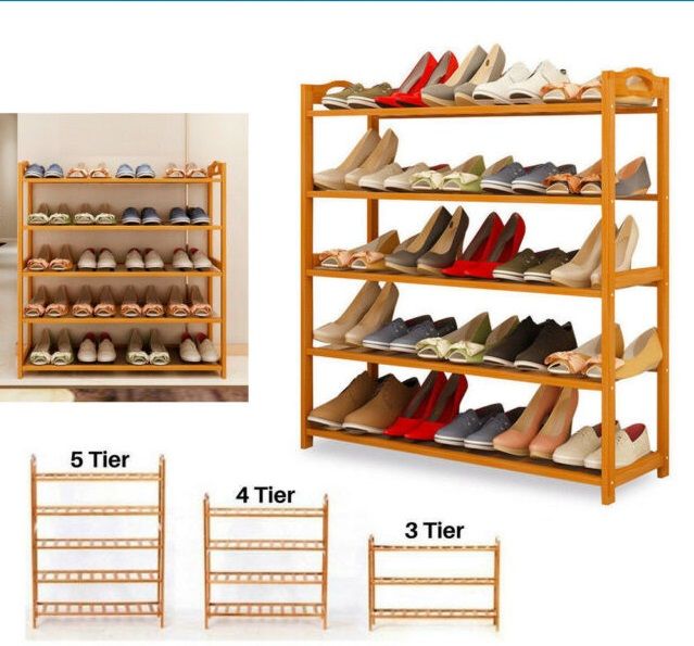 Wooden Shoe Rack Folding Shoe Rack Multi purpose Shoe Rack Storage Organizers 3-4-5 Shelfs