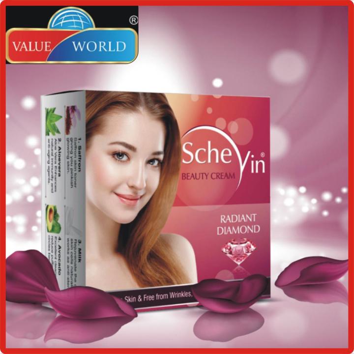 VALUE WORLD SCHEVIN WHITENINGS BEAUTY CREAM DIAMOND RADIANT AND MULTI VITAMINS FOR FACE FRESHNESS, FRECKLES, ANTI WRINKLES AND DARK CIRCLES FOR ALL SKIN TYPES, 30G