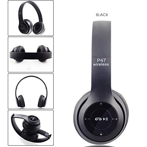 Wireless Headphones, P47 Bluetooth Over Ear Foldable Headset with Microphone Stereo Earphones 3.5mm Audio Support FM Radio TF for PC TV Smart Phones & Tablet