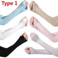 1 Pair Sport Arm Sleeves / Sun UV Protection Long Gloves / Ice Silk Sunscreen Sleeves Hand Protector /Half Finger Sleeves Arm band. 