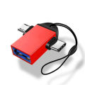 2 In 1 OTG 2in1 OTG Type C Micro USB 3.0 OTG Adapter Connector Converter for Samsung Xiaomi Android Phone Tablet U Disk Card Reader USBC with Key Chain.. 