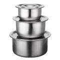 Stock Pots Set with Lids Cooking Stainless Steel Kitchenware Pot 3pcs 250 ml, 500 ml & 700 ml of Milk. 