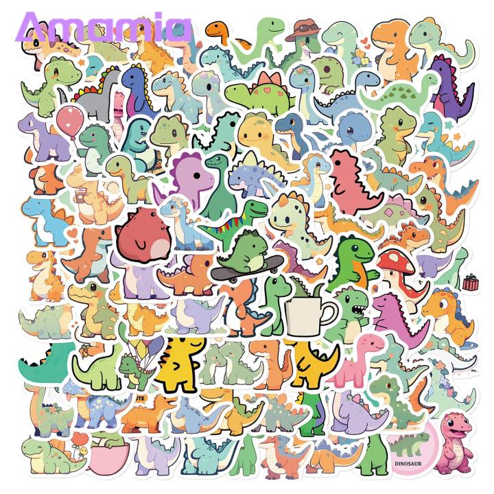 Dinosaur Stickers 100pcs Cute Dinosaur Waterproof Pvc Stickers for Skateboard Luggage Phone Case Diy Vinyl Art Decoration Southeast Asian Buyers' Favorite Fade-resistant Dinosaur Stickers
