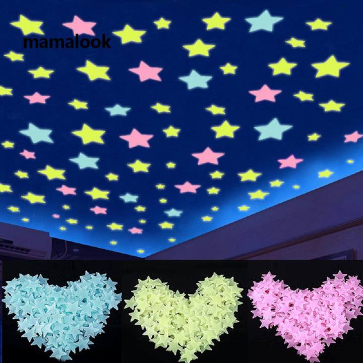 Pvc Stars Glow Stickers Luminous In Dark Night Fluorescent Wall Art 3D Home Decals For Kids Room Ceiling Switch Decoration