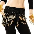 Shinning 3Rows Gold Coin Belly Dance Costume Hip Scarves Skirt Belt Dancing Wrap. 