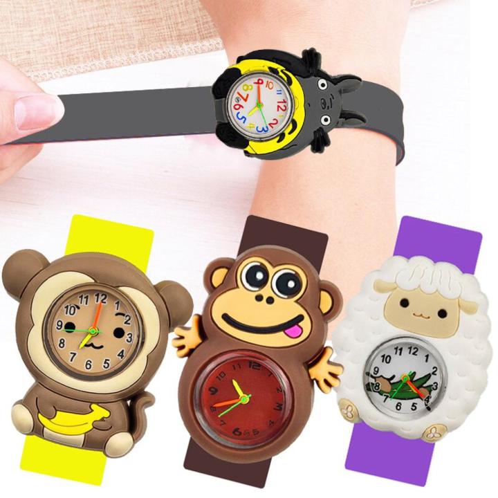 Cartoon Cat/sheep/monkey Watch Children Snap on Slap Wrist Watches Kids Cute Panda Children's Watch Toys for Kid Boy Girl Gift