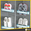3 In 1 Shoe Holder Foldable Wall Mounted Self Adhesive Foldable Bathroom Wall Slipper Storage Holder Mini Shoe Rack Multi-functional Unique Rack Organizer And Towel Shelf. 