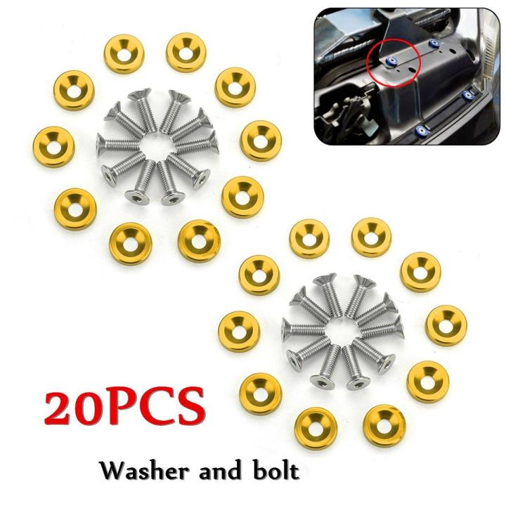 20-Piece Green Billet Aluminum Fender/Bumper Washer Bolt Kit Jdm Style For Multiple 740961