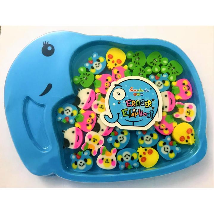 Soododo Pack of Cute Little Elephant Erasers Classroom Reward Desk Pet Game Prizes Perfect Gift Treasure Box Party Favours Joyful Family Time for Kids