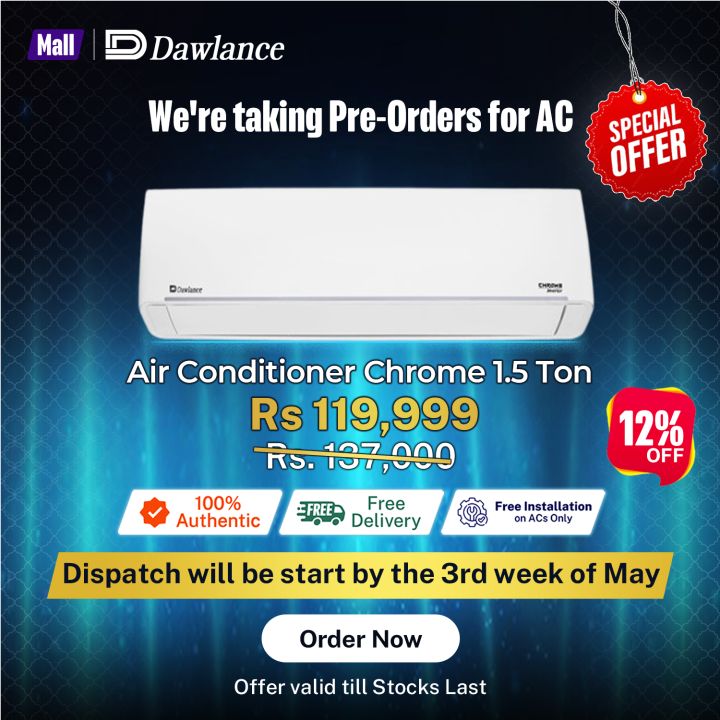Dawlance Air Conditioner Chrome 1.5 Ton / Split AC / 18000  BTU/h