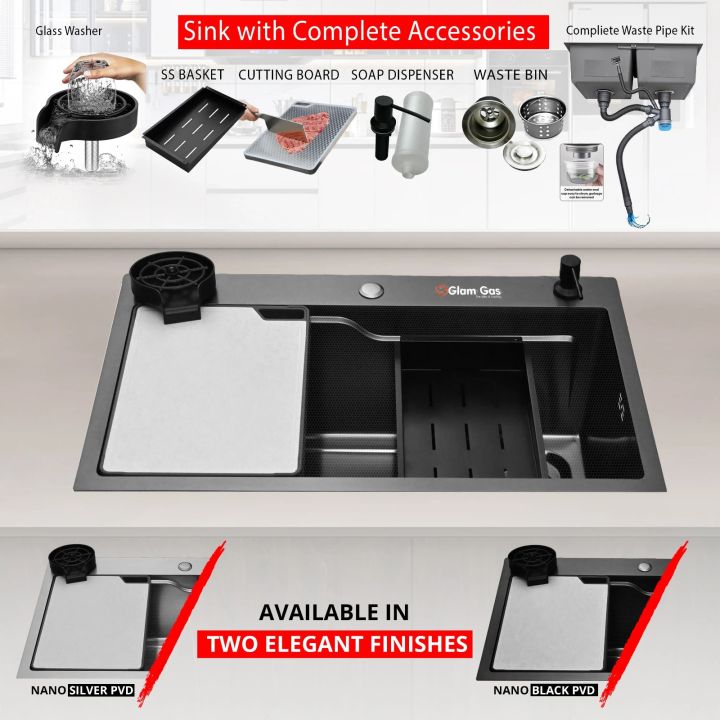 Life Style OBL – Premium Nano PVD Kitchen Sink (Black & Silver) with Accessories