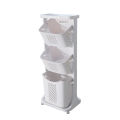 3 Tier Rolling Laundry Cart With Laundry basket and Wheel Washing Hamper Storage. 