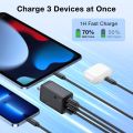 1Hora 65W GaN Fast Charger, 3-Port USB C Charger with 6.6ft Type C to C Cable, Compatible for iPhone 15/14/13/12/11,MacBook Pro/Air, iPad Pro,Galaxy S23, Laptops,Tablets, Mobile, Foldable Plug Charger Block. 