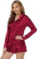 Women's 3 Piece Shamoze Silk Bridal Night suit for women, Shorts and hot cami Set, Silk Sleepwear and Lingerie with Front Open Shirt, Comfortable Bridal Nighty for Women, Hot Sexy Short Nighty for women. 