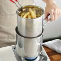 1pc Stainless Steel Deep Fryer Pot with Strainer Basket - 1.2L Mini Fryer for Tempura, Chips, Fries, Fish, Chicken - Anti-Scalding Silicone Handle - Ideal for Home, Parties, BBQs Household Small Frying Pan, Small Frying with Filter. 