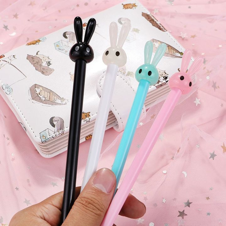 Creative Office Supplies Writing Supplies Cartoon Animal Writting Tool 0.5mm Black Ink Pen Rabbit Gel Pen Cute Bunny Pen Signature Pen