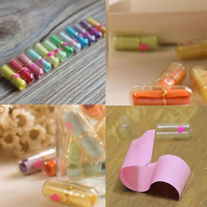 10 Pcs Mini Love Pill with Roll Paper Notes Message in a Bottle Capsule Letter Full Clear Wish Bottle for Party Stationery Gift