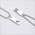 Fashion Unique Charm Fade Free Titanium Steel Rectangle Pendant Couple 26 A-Z Letters Fashion Jewelry Style Necklace Sweater Chain Men Necklace. 