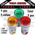 Round Digital Panel Voltage Meter Digital Voltage Monitor Indicator Light AC 220V 22mm, Warning Light, Red, Yellow, Green. Good Quality.. 