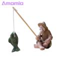 Amamia Figure Sculpture Anti-fade Miniature Fishing Man Statue Scene Layout Prop. 