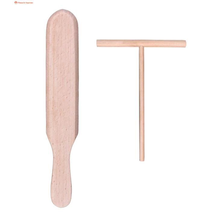 Pancake Flipping Spatula Non-stick Wooden Pancake Spatula Crepe Spreader Set Durable Kitchen Tool for Homes Wooden Pancake Turner