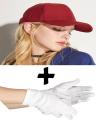 Cap For Girls And Pair Of Gloves Sun Block Beautiful Red Color. 