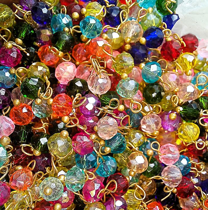 Pack of 100Pcs, Glass Loreal Faceted Beads (Mogra beads) /Earring Hanging Findings, about 5mm, DIY Art & Craft.