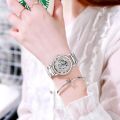 New Trending Luxury Analog Skeleton Quartz Stainless Steel Watch For Girls & Watch For Women With Box. 