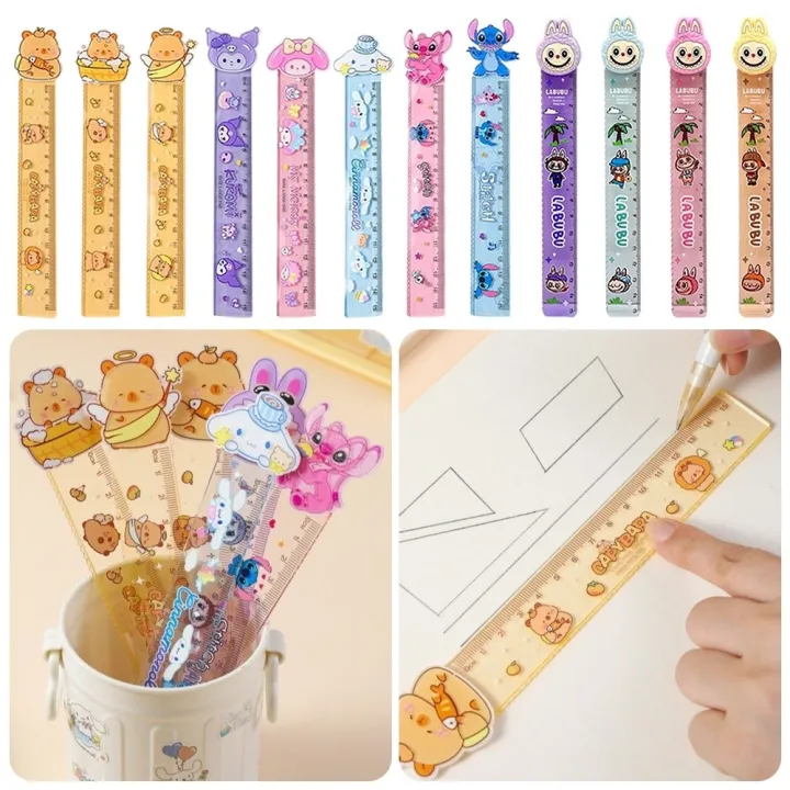 Creative Learning Tool Sanrio 15cm Labubu Ruler Stitch Capibara Anime ...