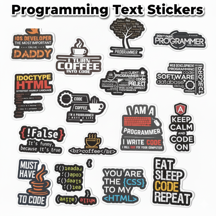 Programming Logo Text Stickers Pack for Laptop and Phone  DIY Stickers  | Proramming Stickers | Laptop Stickers - JangoMango Store
