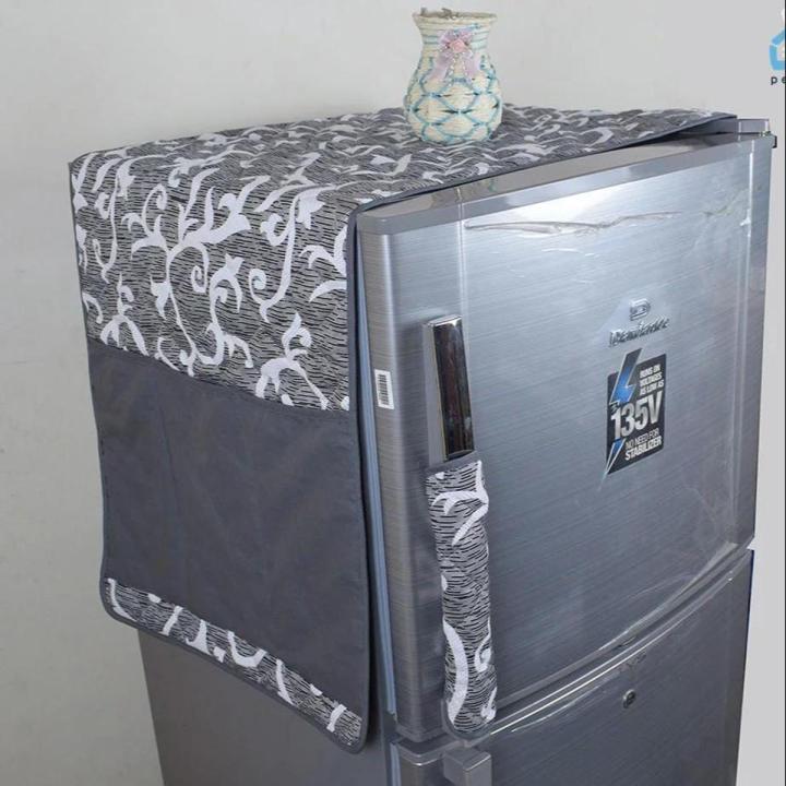 Fancy Printed Fridge Covers Quilted Cotton fabric with 6 Pockets Premium Quality