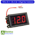 2 Wire DC 4v-30v 3 Digit digital display voltage meter 0.56 inch digital voltmeter indication Red display by Electrica. 