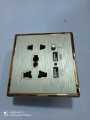 Golden Universal Wall Power Socket Dual USB Ports Charger Outlet Plug Adapter. 