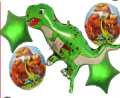 Dinosaur Foil balloons set - 5 foil balloons set for Dinosaur birthday and Dino Party. 