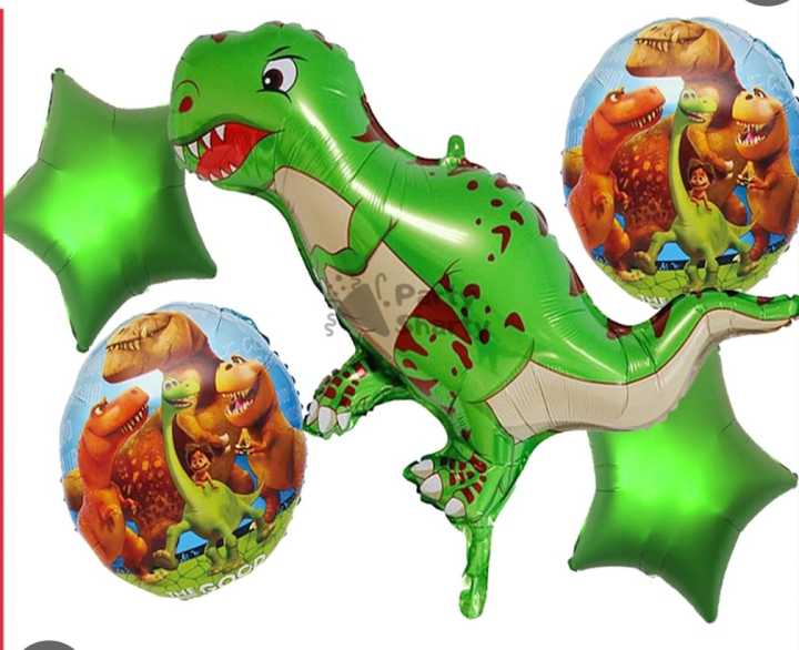 Dinosaur Foil balloons set - 5 foil balloons set for Dinosaur birthday and Dino Party