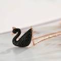 Cute Stylish Crystal Black Swan Pendant For Girls Locket Necklace For Women. 