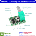 PAM8403 Audio Amplifier Board PAM8403 Small Module – DC 5V 2-Channel USB Digital Audio Amplifier 2×3W with Volume Potentiometer for Speakers, DIY Audio by Electrica. 