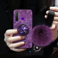 【ETOP】 For Realme 6i Realme C3 Realme 5i Realme 5 Realme 6 Realme 5 Pro Realme 6 Pro Realme C2  Realme C1 Bling Gold Foil Hairball Wristlet Marble Phone Cases Luxury Rhinestone Soft Silicone Shockproof Glitter Case Coque. 