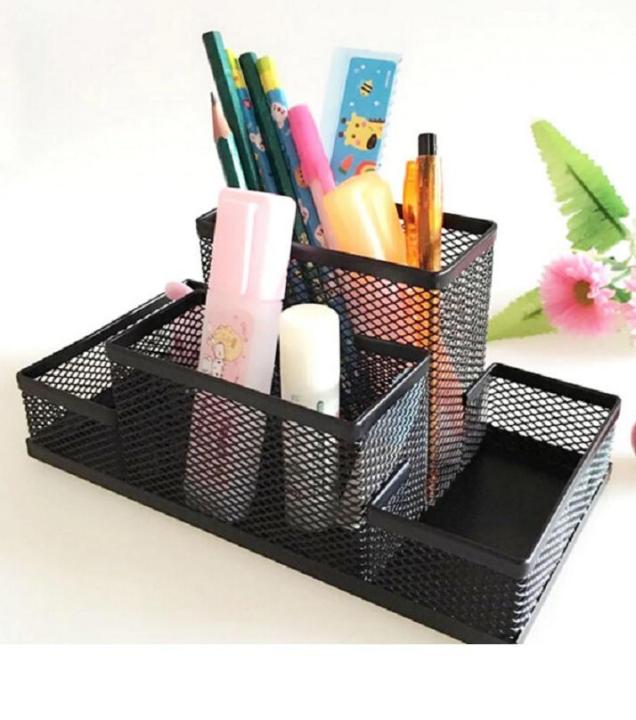 #2%20Metal%20Pen%20Stand%20Mesh%20Style%20Stationary%20Holder%20Desk%20Organizer%20-%20Black%20-%20Image%203