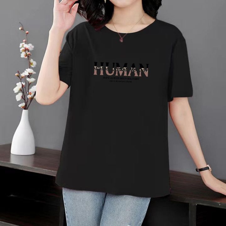 Thin%20short-sleeved%20t-shirt%20women's%20summer%202022%20summer%20new%20plus%20size%20fat%20sister%20imitation%20cotton%20loose%20top%20ladies%20k%20-%20Image%203