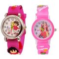 Kid Girl Pink Color Doll Cartoon Character Wrist Watch. 