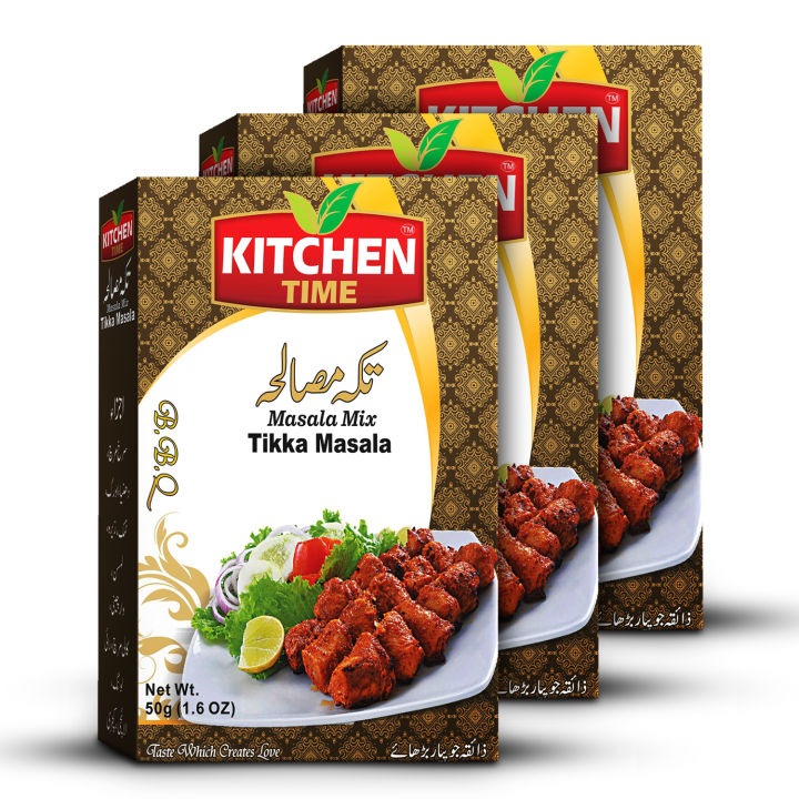 Tikka Masala - BBQ Masala - Mix Masala - Tikka masla - Natural Masala - Mix Salan Masala - Seasoning Spices - Cooking Masala - Seasoning Powder -Pack of 3 Tikka Masala 50gm By Kitchen Time Food