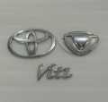 Toyota Vitz 1999-2004 Front Grill Logo Monogram with Back Logo Complete Set Monograms Emblems. 