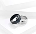 Pack Of 2 BLACK/SILVER High Quality Samurai Titanium Stainless Steel Rings. 