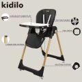 Kidilo Baby Dining Chair, 2 in 1 Height Adjustable, Foldable with 360° Swivel Wheels, Suitable for 6 Months to 6 Years Old - DC01. 